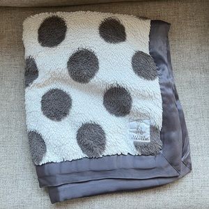 Little giraffe luxe baby blanket with grey polka dot